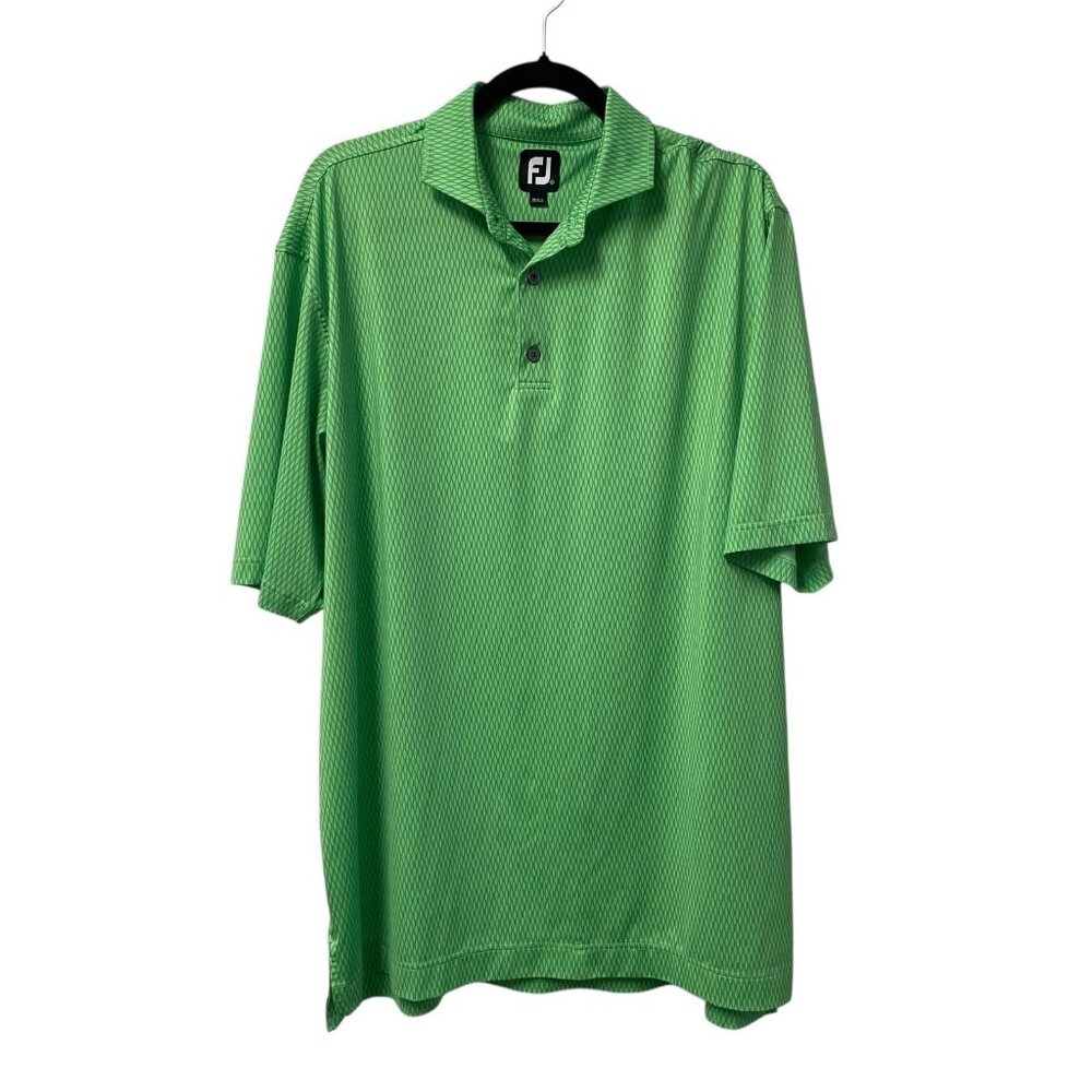 FOOTJOY POLO SHIRT GREEN SUMMER GOLF STRETCH PERFORMANCE MENS XL ABSTRACT PRINT